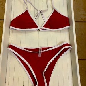 Shein-Red & White Bikini, size Small